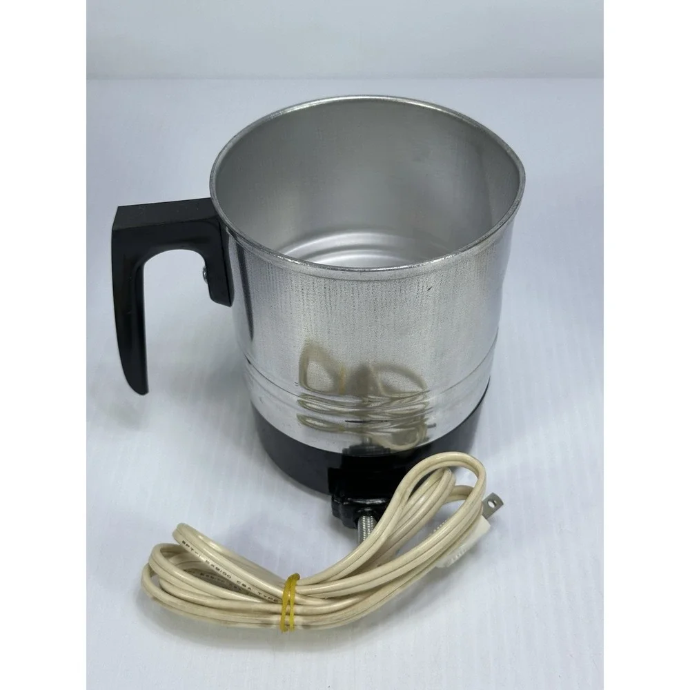 Vintage 4 Cup Electric Hot Pot Original Packaging Bright Polished‎ Aluminum AIM